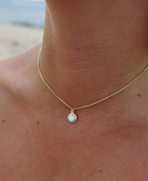 Atoll Pendant Necklace - GOLD with WHITE OPAL