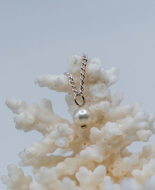 Aurelia Pearl Necklace - SILVER with BAROQUE PEARL