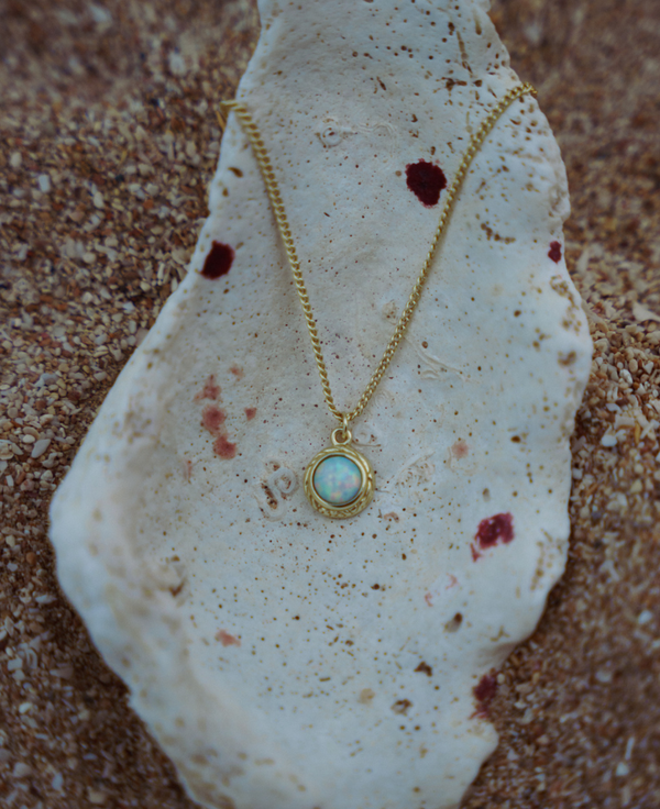 Atoll Pendant Necklace - GOLD with WHITE OPAL